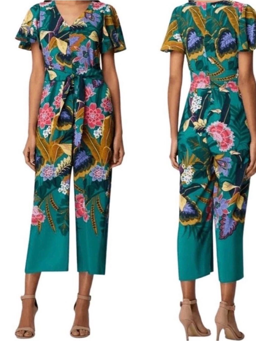Tahari | Tropic Printed Cropped Jumpsuit, size 6